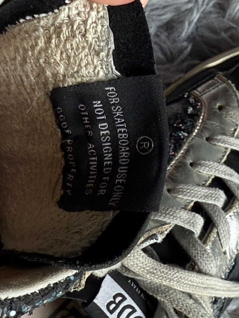 Golden Goose Navy and Silver Glitter Sneakers - Picture 7 of 11